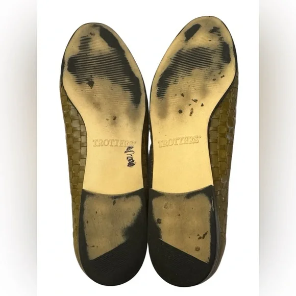 Trotters Vintage Woven Leather Loafers Women's 12N Olive Brown - Picture 8 of 10